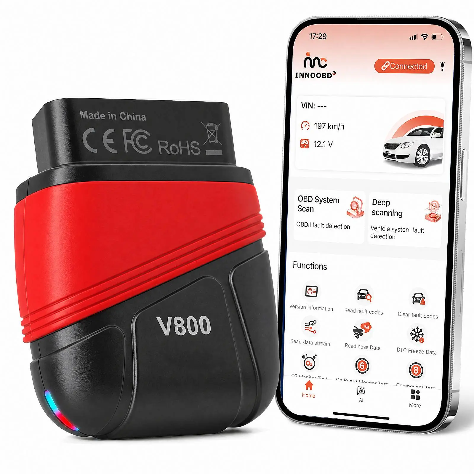 OBD2 Bluetooth Car AI Diagnostic Scanner, 2026 AI Assistant Automotive OBD-II Engine System Repair Tool