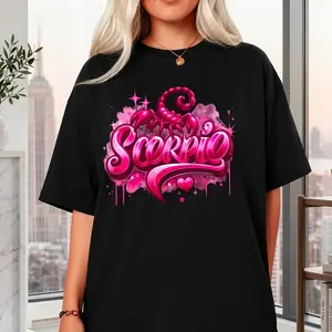 Scorpio Zodiac Sign Graphic Print T Shirt White Casual Loose Fit Tee For Women Perfect For Everyday Wear And Leisure Activities