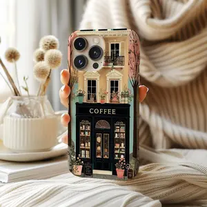 Coffee Shop iPhone Case: 3D Wrap, Impact Resistant, iPhone 17 16 15 14 13 12 11 Pro Max Samsung Galaxy S25 24 23 22 21 Ultra Plus FE, Summer Gift for Her