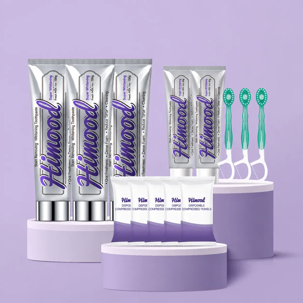 HIMO0D Daily Care Kit: Purple Toning Color-Correct Brightening Toothpaste