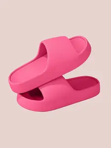 Unisex Simple Style Plain Color Slides, Casual Comfortable Non-slip Slides, Soft Lightweight Slippers for Indoor & Outdoor Wear