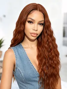 30 Inch Synthetic Lace Front Wig For Women Long Curly 6 Inch Deep Part Black Ginger Cosplay With Local Shipping Natural Look
