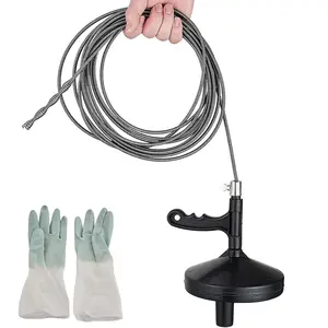 25 Ft Heavy Duty Drain Auger & Plumbing Snake, Sewer Snake for Bathtub, Shower, Sink, Toilet Drain Clog Removal, Manual Drill Pipe Snake Tool with Gloves, Destapa Canerias Serpiente de Drenaje