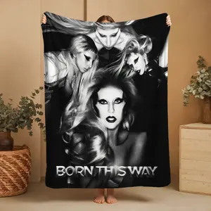 Gaga Born Cover Style themed printed flannel blanket, large size suitable for sofa cover in living room / bedding decoration for bedroom / outdoor camping pad, ideal for festivals, gifts that convey warm and comforting sentiments