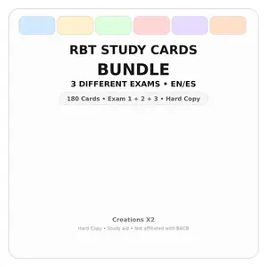 RBT Mock Exam Bundle (Hard Copy) – 3 Different Exams – 180 Bilingual Cards EN/ES + Answer Keys