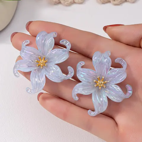 Flower Design Stud Earrings, Floral Stud Earrings, Cute Acrylic Earrings for Women, 2024 New Style Jewelry for Party, Daily Clothing Decor, Sweet and Cute Trendy Jewelry for Birthday Gift, Ear Studs