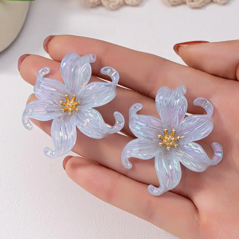 Flower Design Stud Earrings, Floral Stud Earrings, Cute Acrylic Earrings for Women, 2024 New Style Jewelry for Party, Daily Clothing Decor, Sweet and Cute Trendy Jewelry for Birthday Gift, Ear Studs