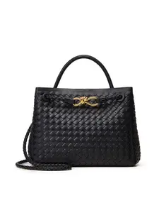 Large Women's Woven Tote Bag, Leather Shoulder Backpack, Designer Top Handle Wallet, Casual Style, All Seasons, Pu Leather Bag