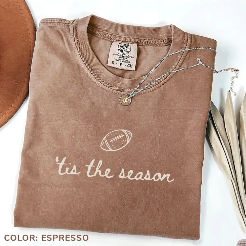 Comfort Colors Football Shirt, Tis the Season Game Day Tee, Football Season Graphic T-Shirt, Football Mom Apparel, Cute Sports Gift, Women's T-shirt, Graphic Tee, Crewneck Top