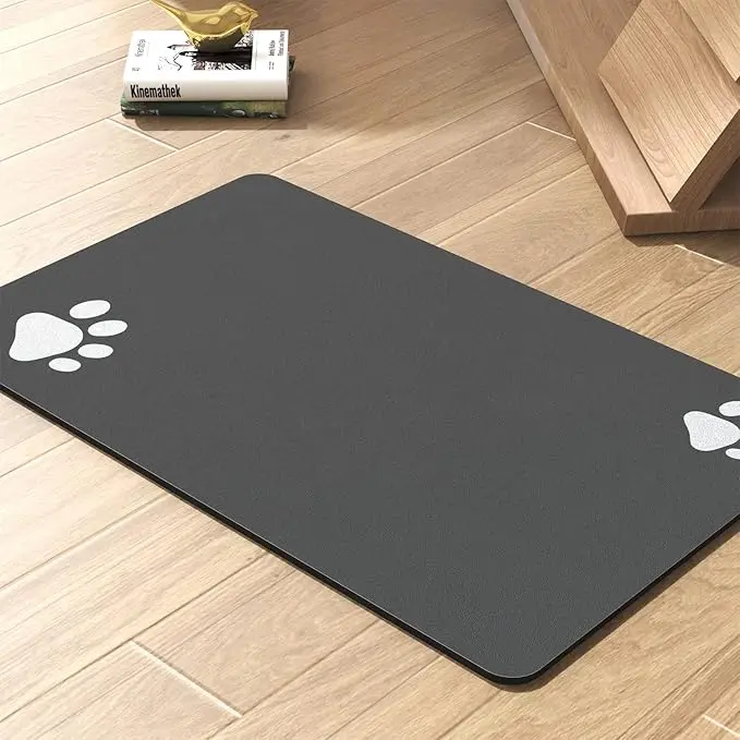 Absorbent Dog & Cat Feeding Mat for Food Water Bowls - No Stains Quick Dry Pet Placemat for Messy Drinkers, Non-Slip Bowl Mat for Floors