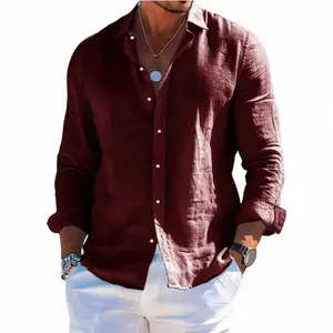 Hawaiian 3D Printed Shirt Hot-Selling Turn-Down Collar Beach Long Sleeve Shirt
