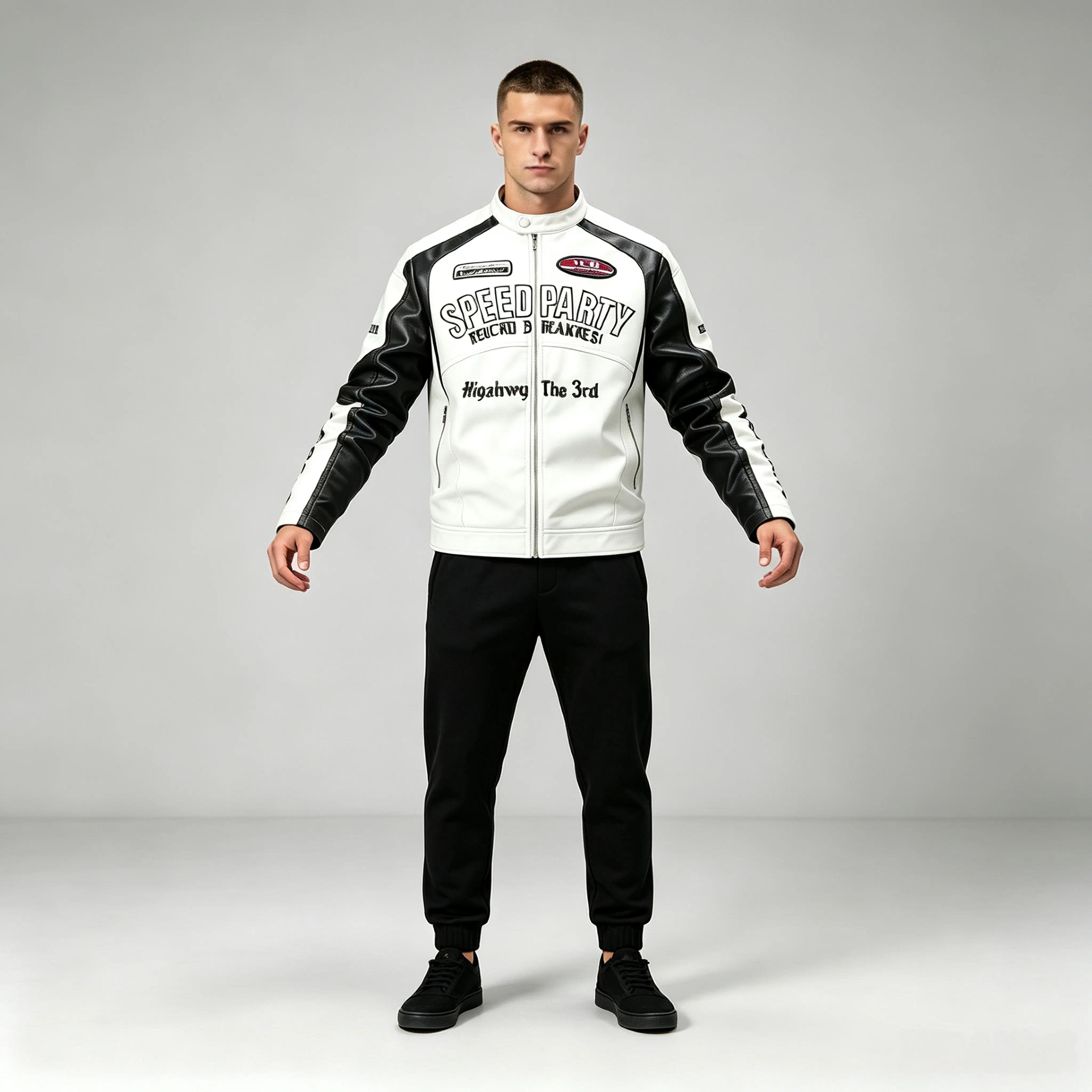 Men's Stylish Faux Leather Long-Sleeve Coats & Jackets