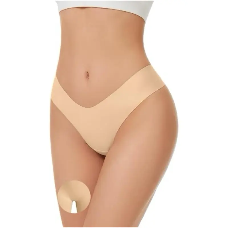 Women Low Waist Seamless Thongs Camel Toe Proof Invisible No Line Fitness Underwear