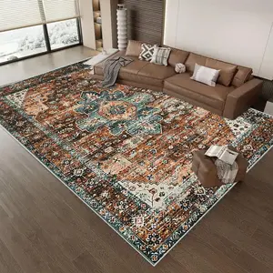 Vintage Geometric Pattern Rug, Boho Style Rug, 1 Count Non-slip Soft Absorbent Area Rug, Decorative Carpet for Home Living Room Bedroom Hotel Dormitory, Bohemian Style Rugs