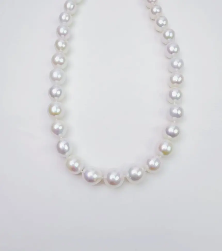 PEARLISM  White Edison Full String Princess Necklace. Freshwater Pearl Mother's Day Special Deal. 9-10 mm Round  Slight Flaw Edison Pearl s925 Silver Clasp -AFES021