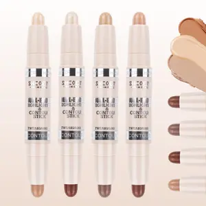 Double-ended Contour Stick, Highlighter Stick, 4 Counts/set Matte Finish Highlighting Makeup Pen for Nose Face, Facial Makeup Tool for Women & Girls