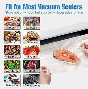 200 Vacuum Sealer Bags For Food, 8x12 Inch Thick BPA Free Vacuum Sealer Storage Bags, Compatible with All Vac Machines, Food Saver, Seal a Meal, Weston, Commercial Grade Precut Prep Sous Vide Bags