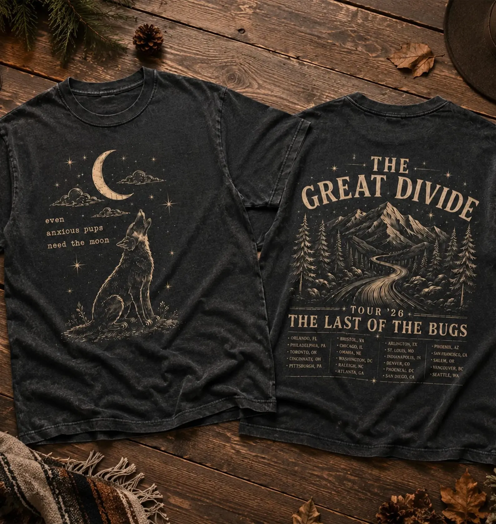 NK Great Divide Tour 2026 Shirt, Orbiter Inspired Comfort Colors Shirt, Indie Folk Concert Tee, Moon Wolf Graphic Fan Merch
