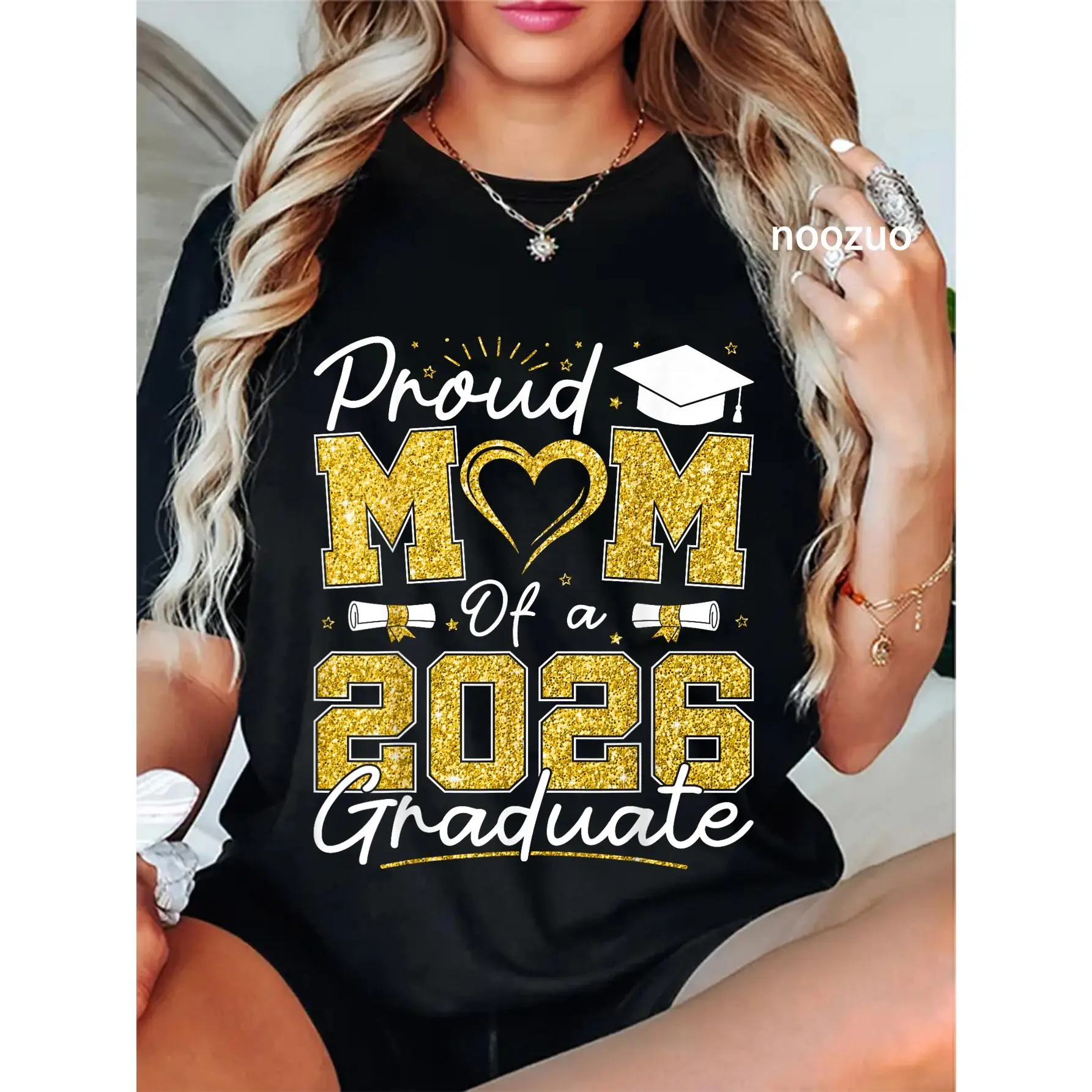 100% Cotton Proud Mom of A 2026 Graduate Senior 2026 Grad Family T-Shirt