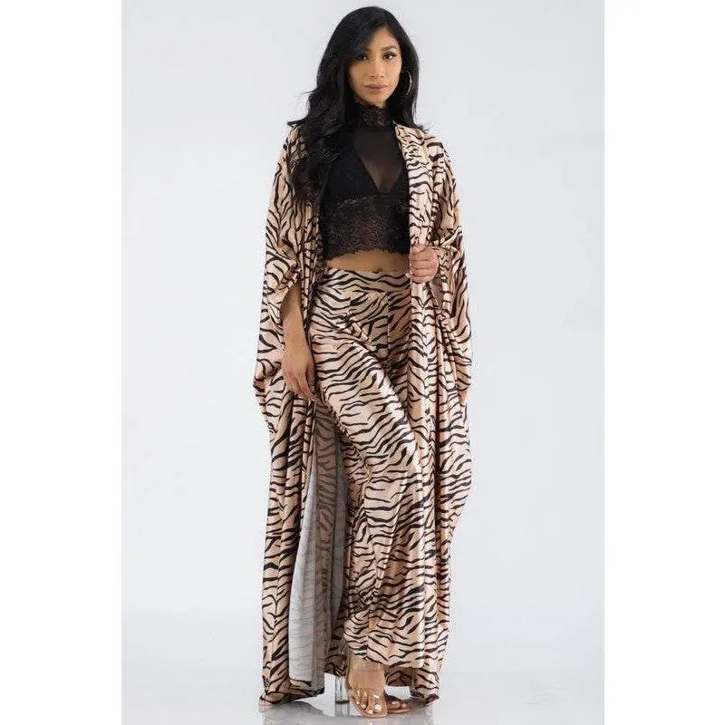 Tiger Stripe Kimono Pants Set