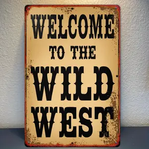 [8x12 Metal Sign] 8x12 Inches Vintage Western Themed Metal Signage |   Classic Denim Style Bar and Country Room Wall Decor, Wild West, Iron Signage, Vintage Style