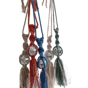 Macrame Retro Disco ball Car Mirror Charm
