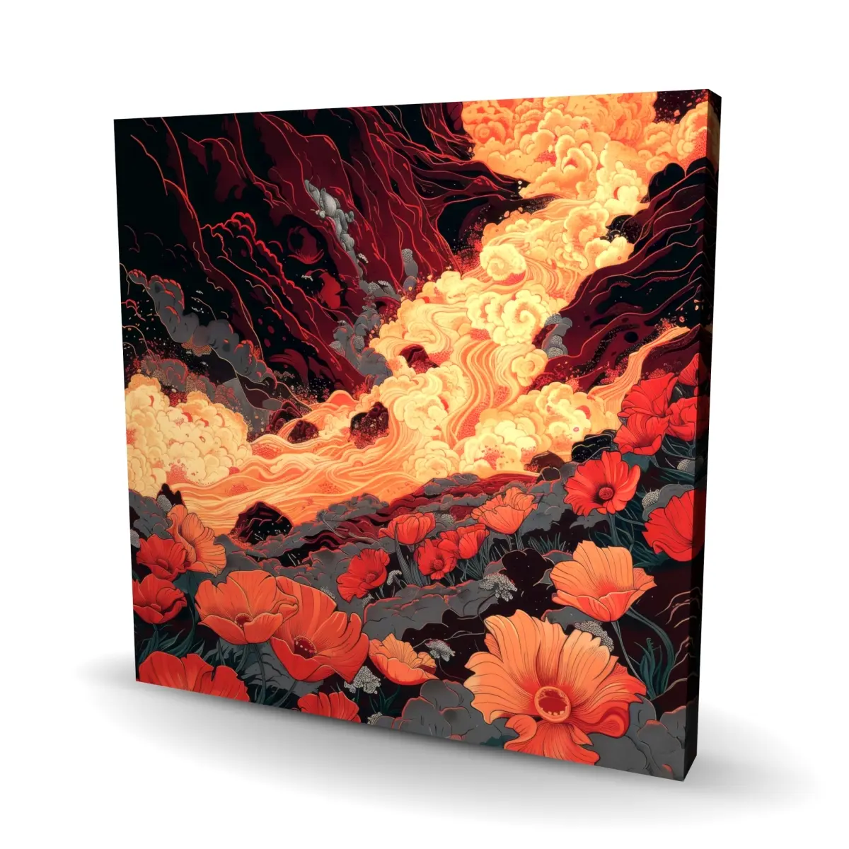 Pictorem C1RC3636LXZJXK 36x36 in. The Big Burn - Red Canvas Wall Art Print, Home Decor Artwork for Stylish Room Decoration, Ideal Gift for Home Supplies