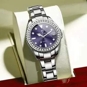 GOHUOS Original Diamond Dial Quartz Watch for Women Fashion Elegant Ladies Watches Stainless Steel Waterproof Women's Wristwatch Girlfriend birthday gift