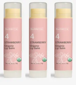 Numbrrrz Organic Lip Balm - Strawberry Scented, USDA Certified, 0.5 oz | 14g, Fruity Freshness for Smooth Lips