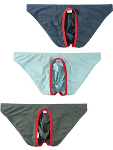 Men's 3-Pack Ultra-Thin Mesh Breathable Semi-Transparent Triangle Briefs, Slim-Fit Low Waist Comfort Elastic Fashion Shorts, Soft Breathable Briefs