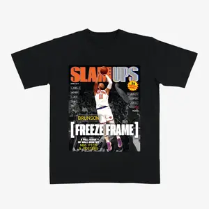 Jalen Brunson SLAM Cover T-Shirt, Vintage Basketball Graphic Tee Featuring Freeze Frame Knicks Clutch Shot Design, Star Fan Gift