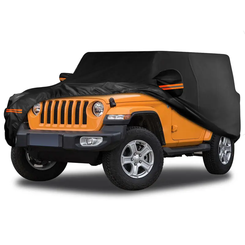 Waterproof Car Cover for Jeep Wrangler 2 Door 1987-2023 JK JL CJ YJ TJ Outdoor Sun Rain Snow Hail Protection with Driver Door Zipper
