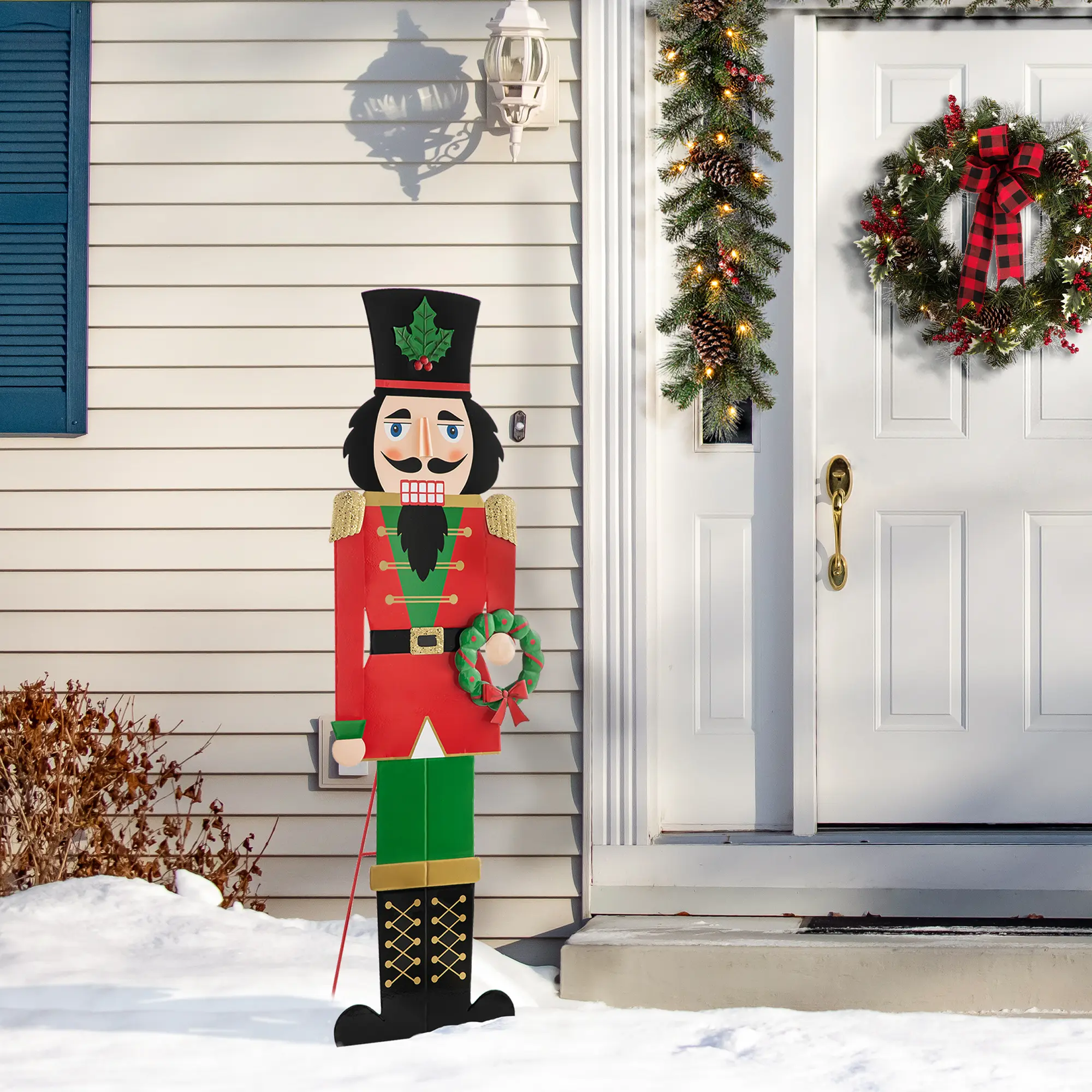 【Christmas in July】 Glitzhome 60"H Metal Nutcracker Porch Decor (KD)