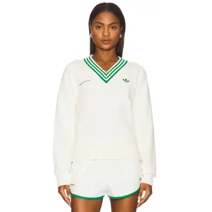 adidas Originals x Sporty & Rich Sweater in Off White & Green