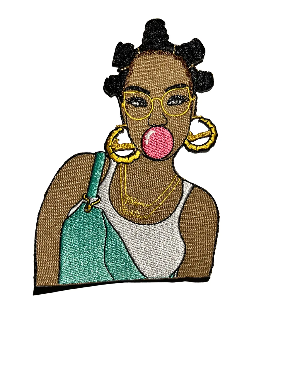 Patch Party Club, "Bubble Pop" Pink Bubble Iron-on Embroidered Patch; Size 4", Hip-hoppin', Bubble Poppin' Queen, Black Girl Magic Patch