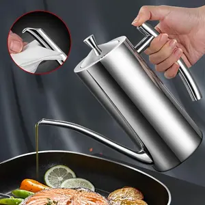 304 Stainless Steel Oil Dispenser And Bottle, Oil Control Pot And Sauce Bottle, European-Style Leak-Proof Condiment Container with Large Capacity, Rust-Resistant Kitchen Seasoning Pot, Creative Disposable Oil Dispenser