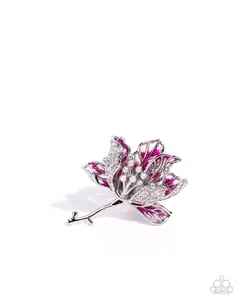 Ladylike Lotus - Multi Pink Flower White Pearl Silver Ring - Paparazzi