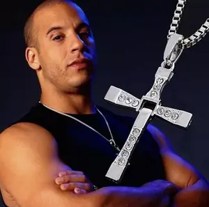 Dominic Toretto's Silver Cross Alloy Necklace from Fast and Furious FAMILY Cross Chain