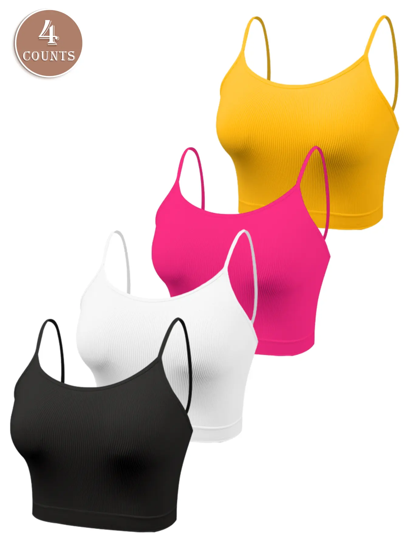 4 Seamless Ladies Camisole Tank Top, Stretchy and Comfortable Women's Outer Wear Busty Underwear Smooth Lined Everyday T-Shirt Bra