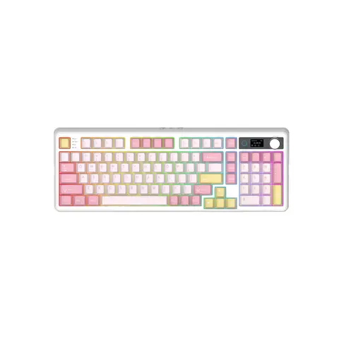 EPOMAKER TH99 PRO 96% Layout Creamy Wireless Mechanical Keyboard - Hot Swappable Gasket Mount with Foam, Glass Screen & Knob, Tri-Mode USB-C/BT 5.0/2.4GHz, Custom Driver, RGB Backlight, PBT Colorful Keycaps, for PC/Mac, Work & Gaming Accessory, Keyboards
