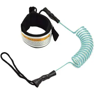Adjustable Elastic TPU Coiled Straight Surfboard SUP Leash Safety Leg Foot Rope Wrist Strap for Outdoor Surfing Blue