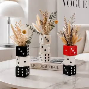 Resin Dice Vase, unique modern home decor flower vase, contemporary geometric centerpiece, stylish tabletop decoration, elegant resin planter, perfect gift for home, office, living room, bedroom, weddings, housewarmings, and plant lovers