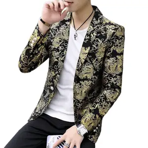 New style personalized gold - printed suit, a handsome men's suit, a n Menswear Formal Wetsuit Prison