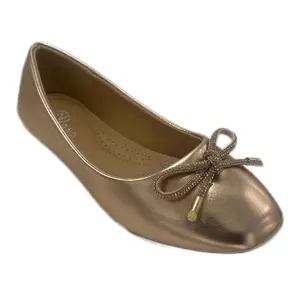 Women's Ballet Flats with Bow-Tie Design - Comfortable PU Leather Flatform for Everyday Wear, Black Footwear for Girls, Ideal for Running & Stylish Outings Walking Shoes