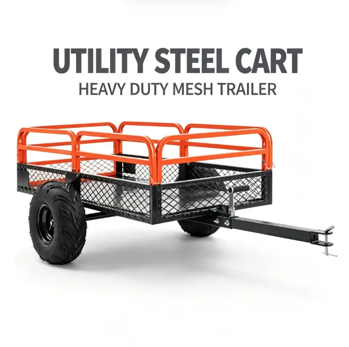 Heavy Duty Steel Frame ATV/UTV Tow-Behind Dump Trailer - 1500-Lb Load Capacity, 15 Cu Ft Dump Cart, Removable Sides, 2 Tires, Garden Hauler for Load Transport, Mowers, Tractors