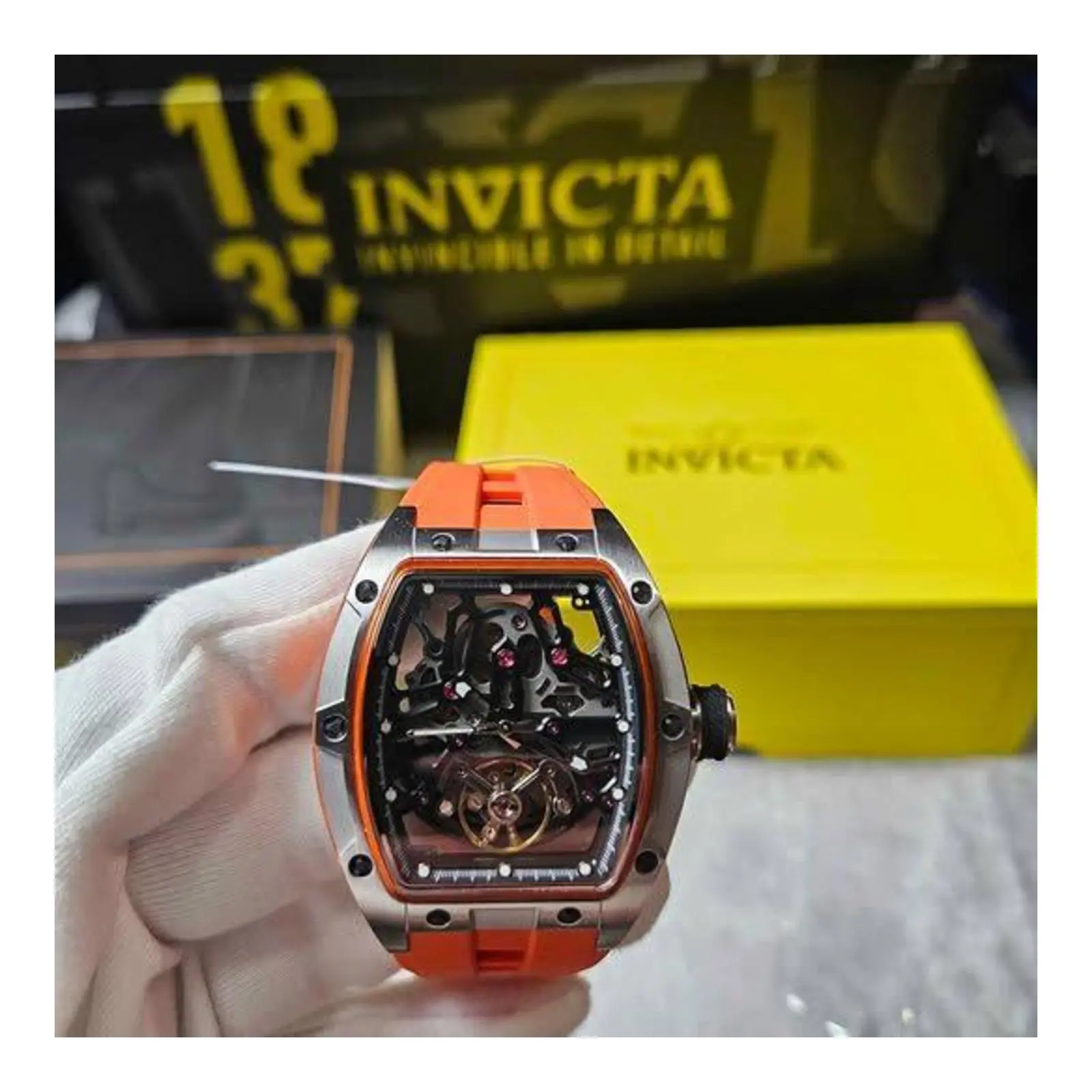 Invicta S1 Rally Orberus Automatic Men's Watch w/ Skeleton Dial - 44mm, Orange (49033)