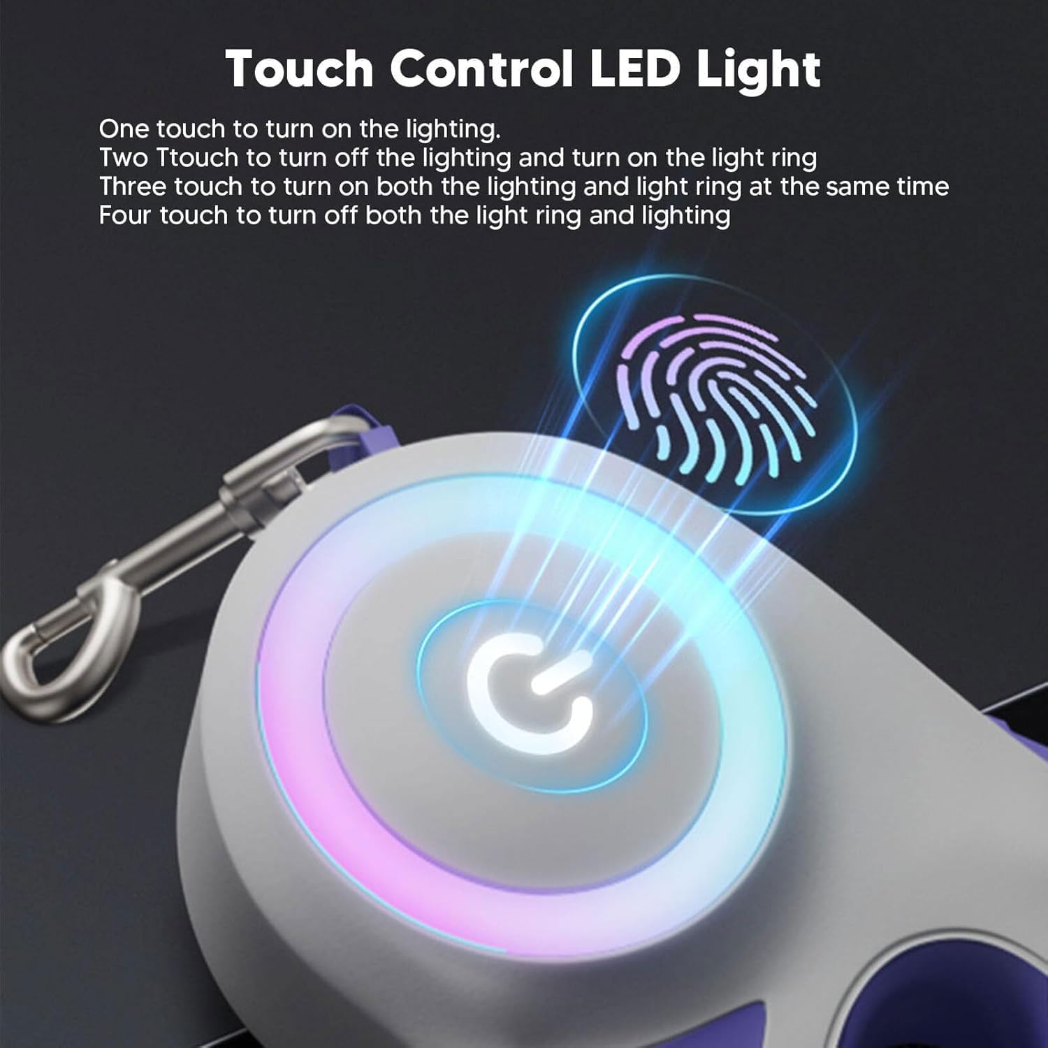 Pawzseek LED Retractable Safety Dog Leash, Automatic Extendable Leash for Small to Medium Dogs Up to 110 Lbs, Safety Leash