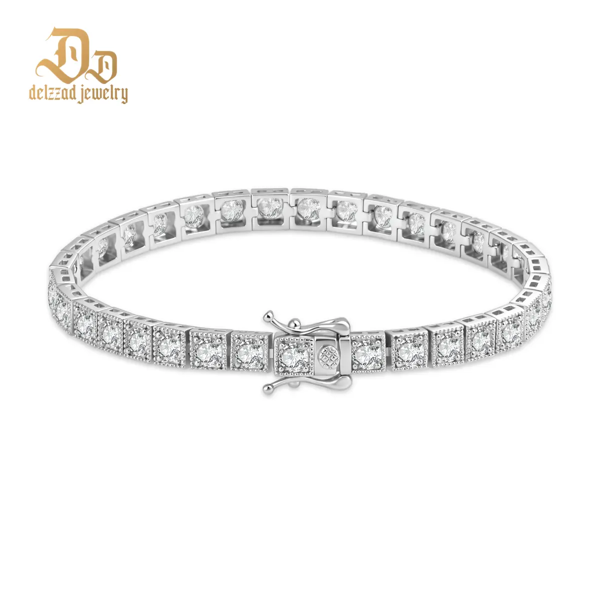 Delzzad 14K Gold-Plated Everlasting Cadence Bracelet Tennis Bracelet  for Women Men Synthetic Moissanite Bracelet Jewelry Copper Chain Perfect Birthday Engagement Wedding Anniversary Christmas Gifts