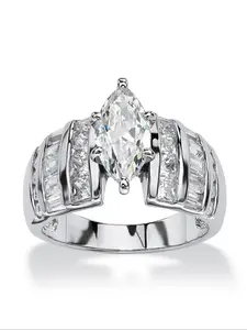Classic Artificial Zircon Decorated Marquise Cut Ring, Fashion Accessories for Women, Elegant Ring, Elegant Everyday Ring, Trendy All-match & Exquisite Jewelry for Birthday Gift, Artificial Zircon Rings