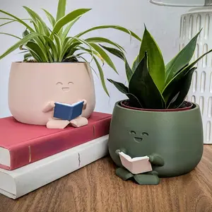 Cute Planter Book, Book Lover Gift, Unique Plant Pot Reading, Indoor Planter Pots, Christmas Gift for Her, Unique Flower Vase, Housewarming